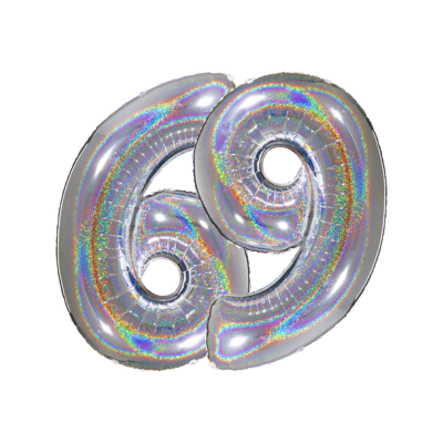 Numero 6/9 Glitterato Argento 66cm/26" Cf 10 Pz