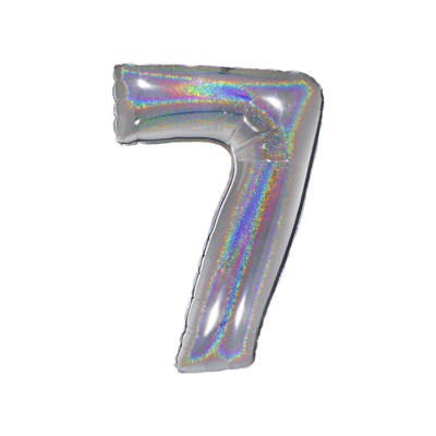 Numero 7 Glitterato Argento 66cm/26" Cf 1 Pz