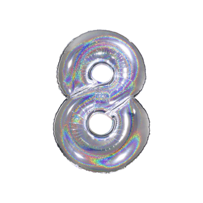 Numero 8 Glitterato Argento 66cm/26" Cf 10 Pz