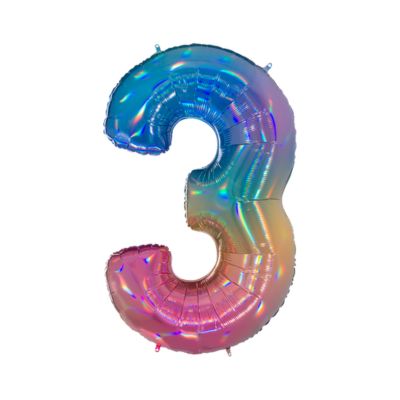 Numero 3 Arcobaleno Iridescente 100cm/40" Cf 10 Pz