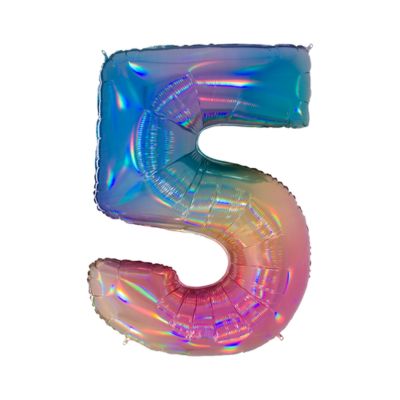 Numero 5 Arcobaleno Iridescente 100cm/40" Cf 1 Pz