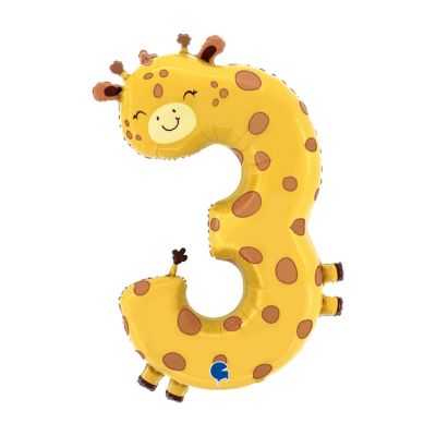 Numero 3 Puppyloons Giraffa 91cm/36" Cf 1 Pz