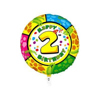 Tondo Happy Birthday Numero 2 Giraffa 100cm/40" Cf 10 Pz