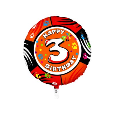 Tondo Happy Birthday Numero 3 Volpe 100cm/40" Cf 1 Pz