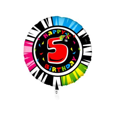 Tondo Happy Birthday Numero 5 Zebra 100cm/40" Cf 1 Pz