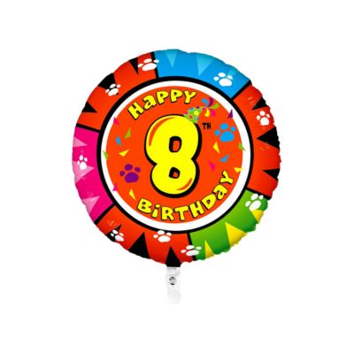 Tondo Happy Birthday Numero 8 Gatto 100cm/40" Cf 1 Pz