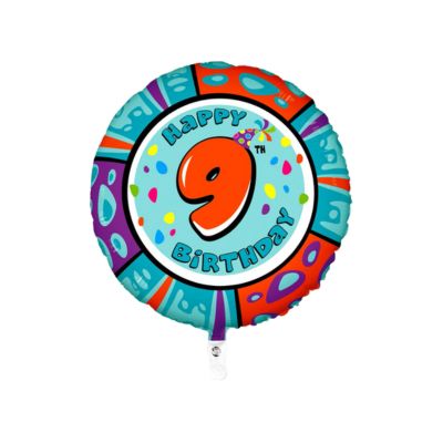 Tondo Happy Birthday Numero 9 Geco 100cm/40" Cf 1 Pz