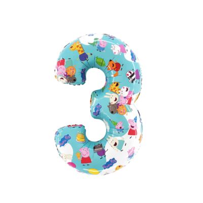 Numero 3 Stampa Peppa Pig 65cm/26" Cf 10 Pz
