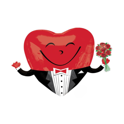 Mylar Smiley Heart Guy 71cm/28"