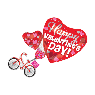 Mylar Bici e Cuori "Happy Valentine's Day!" 76cm/30"