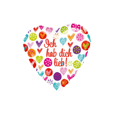 Mylar Cuore "Ich Hab Dich Lieb" 43cm/17"