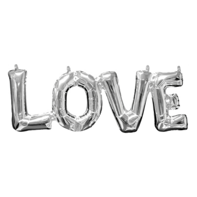 Mylar Scritta Stampatello Love Argento 63cm/25"