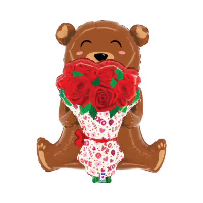 Mylar Orso con Mazzo di Rose 64cm/25"