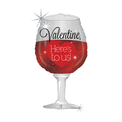 Mylar Bicchiere Valentine Here's to us! 85cm/34"