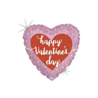 Mylar Cuore "Happy Valentine's Day" 45cm/18"