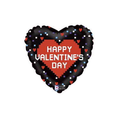 Mylar Cuore Pixel "Happy Valentine's Day" 45cm/18"