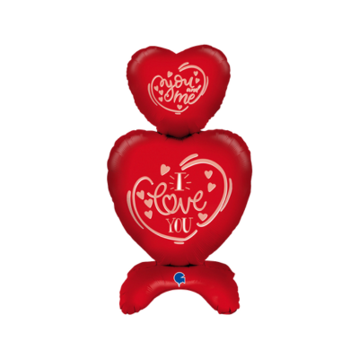 Mylar Stand-Up Doppio Cuore I Love You 104cm/41"
