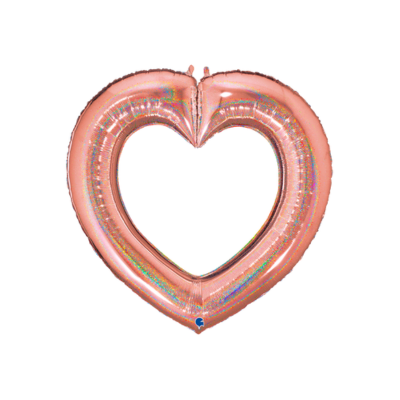 Mylar Cuore Aperto Olografico Rosa Oro 103cm/41"