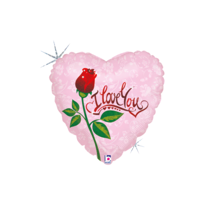 Mylar Cuore e Rosa "I Love You" 45cm/18"