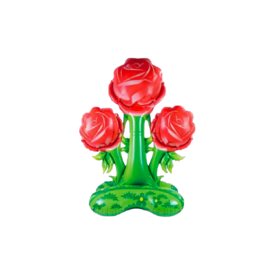 Mylar Stand-Up Rose Rosse 132cm/52"